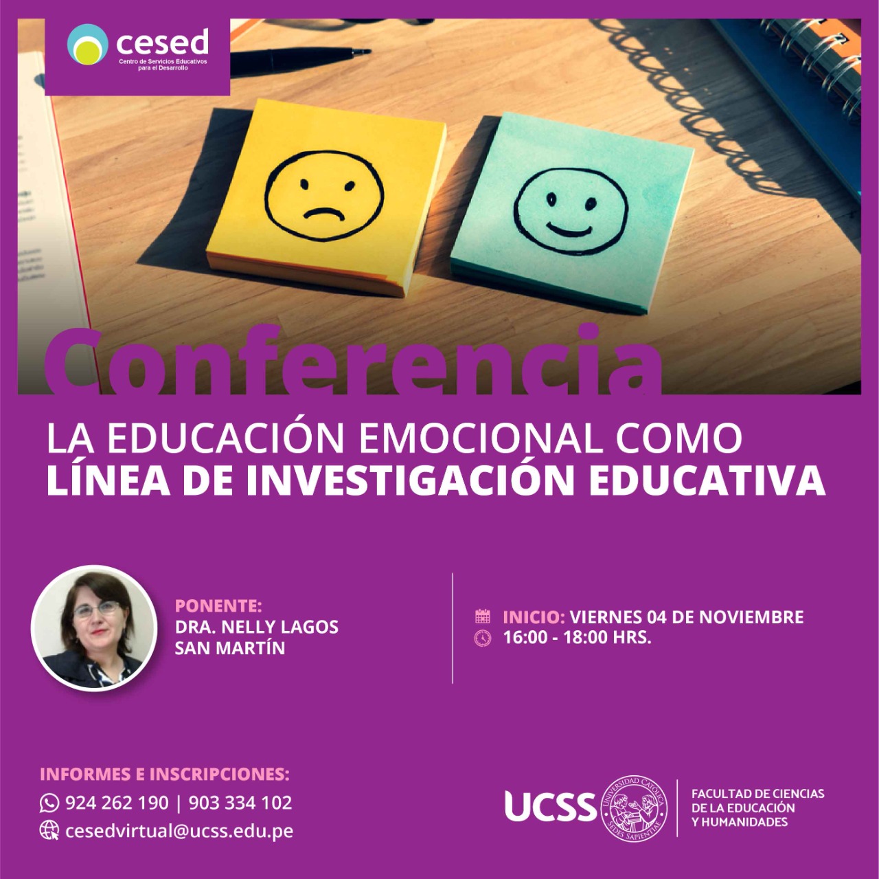 Académica dicta conferencia virtual sobre educación emocional, para especialistas de CESED de Perú